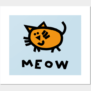Cute Cat says Meow for Kids Posters and Art